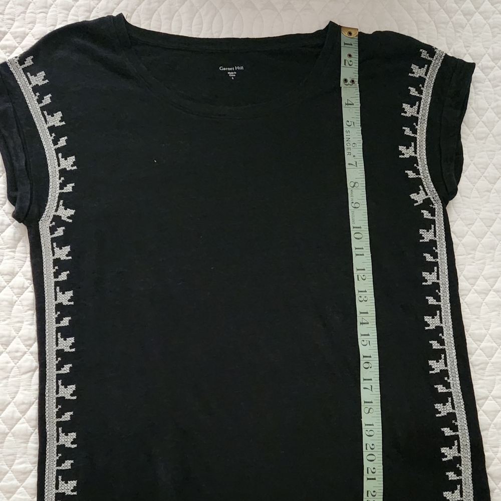 Garnet Hill Black Tee with White Accents